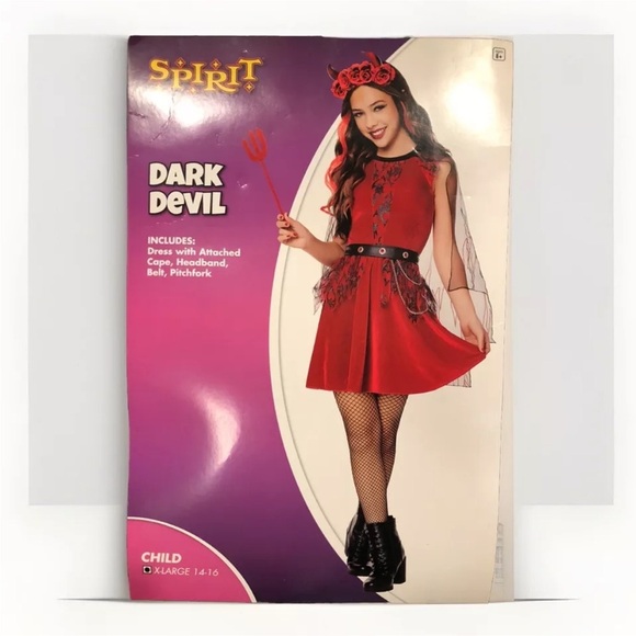 Dark Devil Halloween Costume, Child Size Extra Large, 14-16, Girls Dress Outfit - Picture 2 of 2
